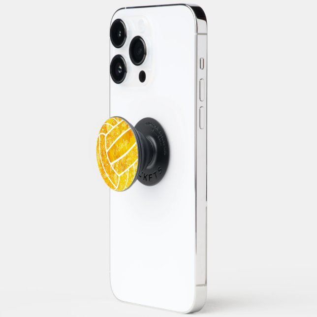 feathers flowers boho pattern gold volleyball PopSocket (Open)