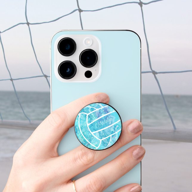 feathers flowers paislies turquoise volleyball PopSocket (Creator Uploaded)