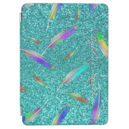 Feathers Glitter base pink blue purple green iPad Air Cover
