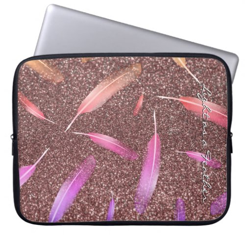 Feathers Glitter base rose gold pink Laptop Sleeve