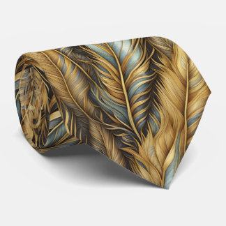 Feathers Golden Silver Art  Neck Tie
