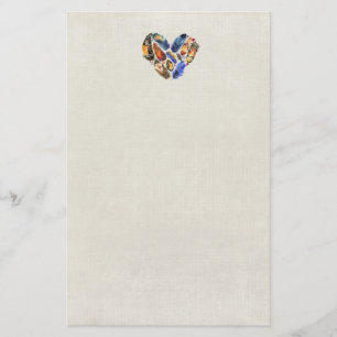 Feathers In A Heart Shape Watercolor Design Stationery