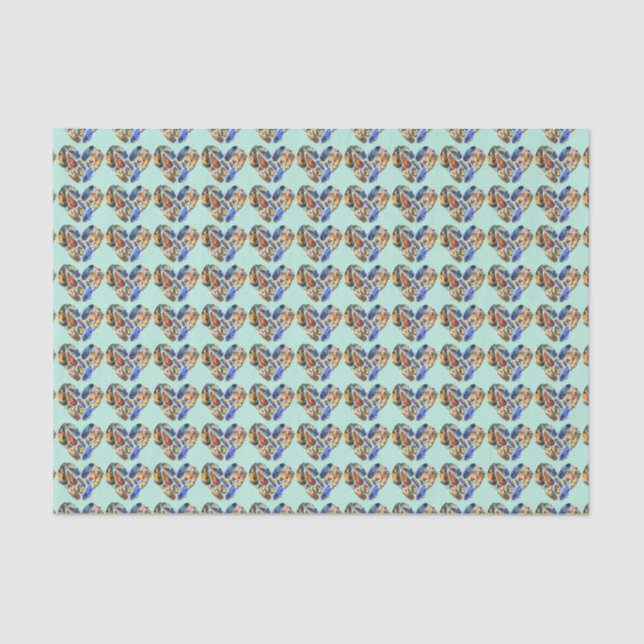 Feathers In A Heart Shape Watercolor Design Tissue Paper (Front)