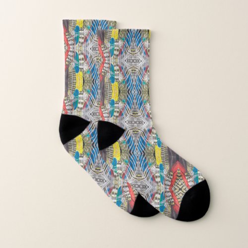 Feathers in a Tiled Repeating Pattern Socks