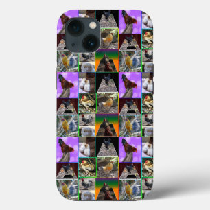 Feathers in Focus: A Collage of Chickens Roosters iPhone 13 Case