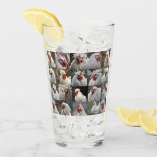 "Feathers in Focus: A White Chicken's Portrait" Glass