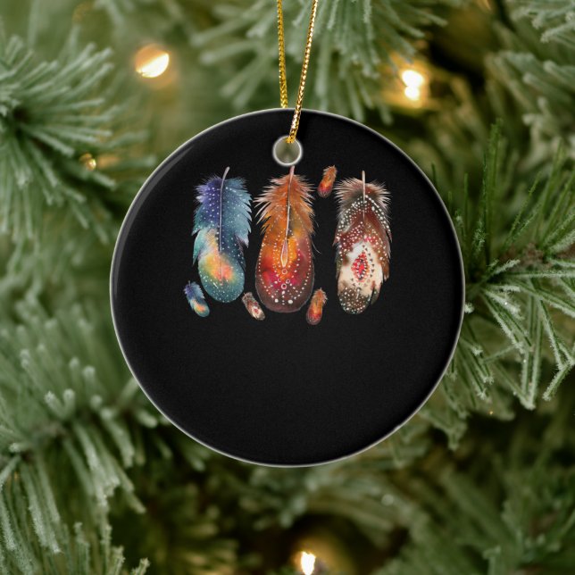 Feathers Indian Native Pride Indigenous Ceramic Ornament (Tree)