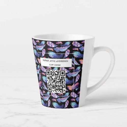 Feathers Logo QR code Slow Coffee Business Latte Mug