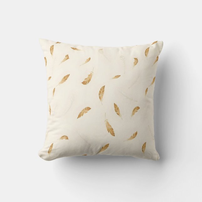 Feathers Luxury Modern Boho Collection Throw Pillow (Front)