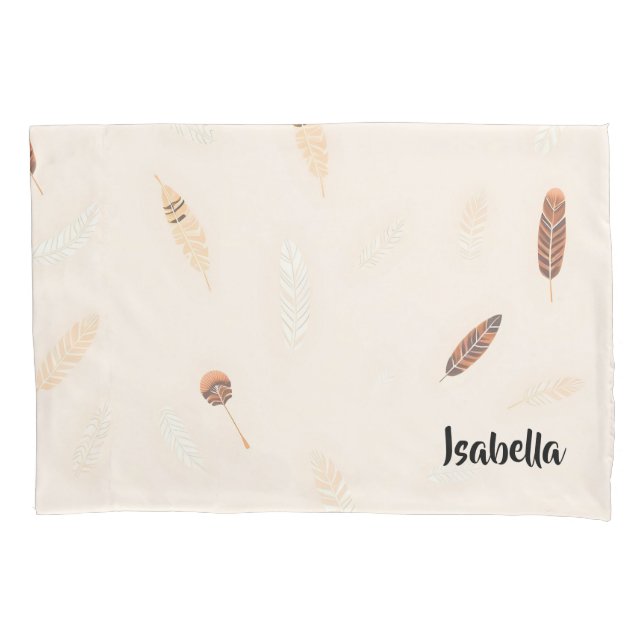 Feathers Luxury Popular Boho Collection Pillow Case (Front)