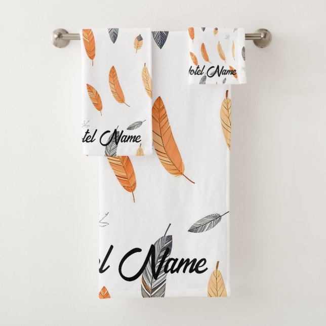 Feathers Luxury Trendy Boho Collection Bath Towel Set (Insitu)