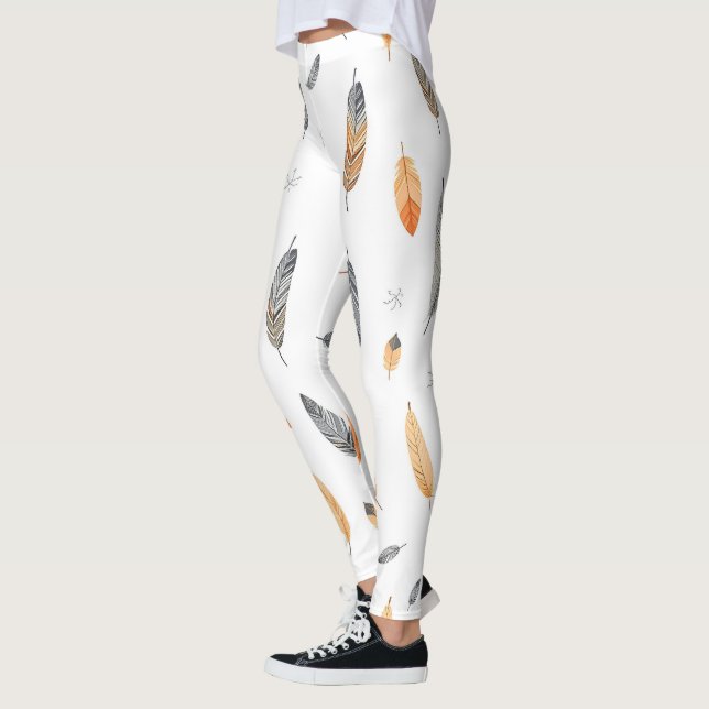 Feathers Luxury Trendy Boho Collection Leggings (Left)