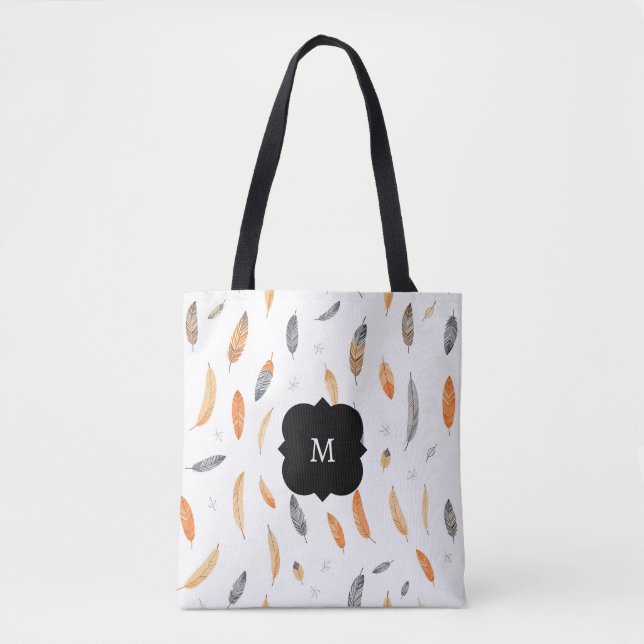 Feathers Luxury Trendy Boho Collection Tote Bag (Front)