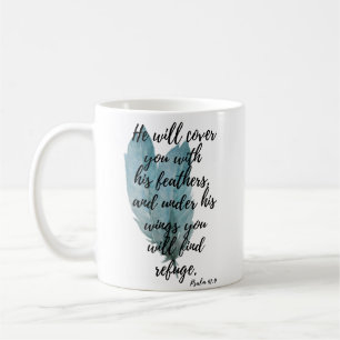 Feathers Mug Psalm 91:4 Under His Wings
