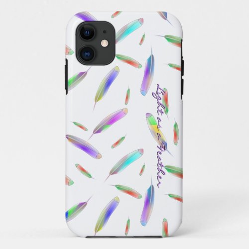 Feathers muilt_colored pink blue purple green soft iPhone 11 case