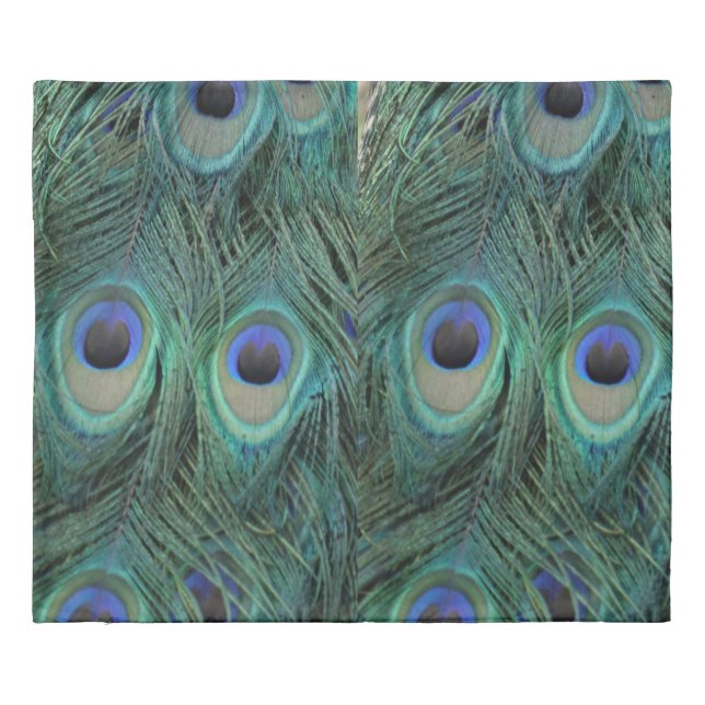 Feathers of A Peacock Lovely Green Duvet Cover (Back)