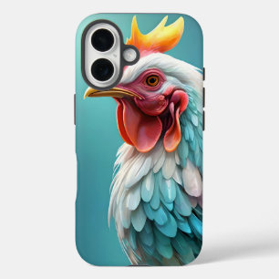 "Feathers of Color: The Rainbow Chicken" iPhone 16 Case