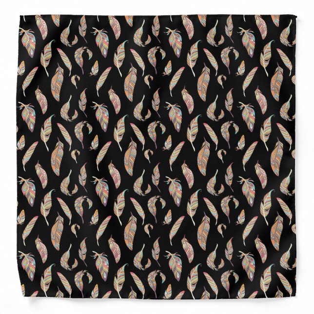 FEATHERS ON BLACK BANDANA (Front)