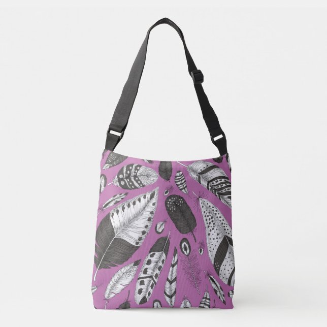 Feathers pattern crossbody bag (Front)