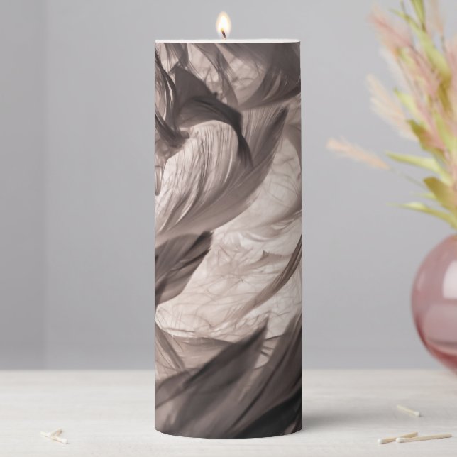 Feathers Pillar Candle (In Situ)