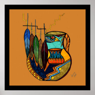 Feathers & Pot Poster