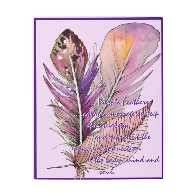 Feathers Purple and and Meaning Metal Print (Front)