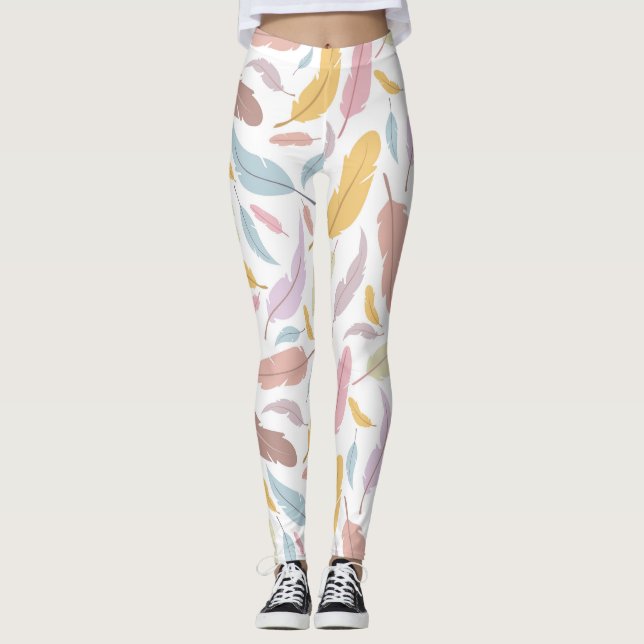 Feathers Seamless pattern Leggings (Front)