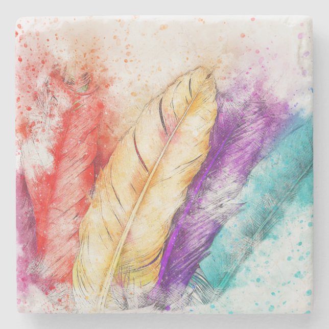 Feathers Stone Coaster (Front)