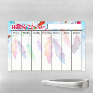 Feathers Weekly planner  Magnetic Dry Erase Sheet