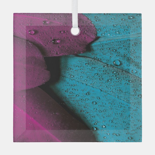 FEATHERS WET  GLASS ORNAMENT (Front)