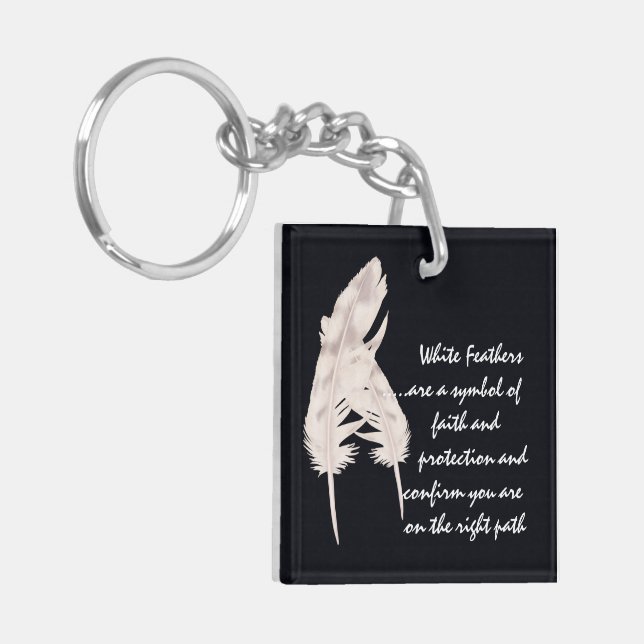  Feathers White and Meaning   Keychain (Front Left)