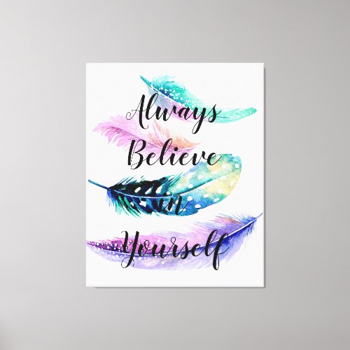 Feathers with Quote Canvas Print