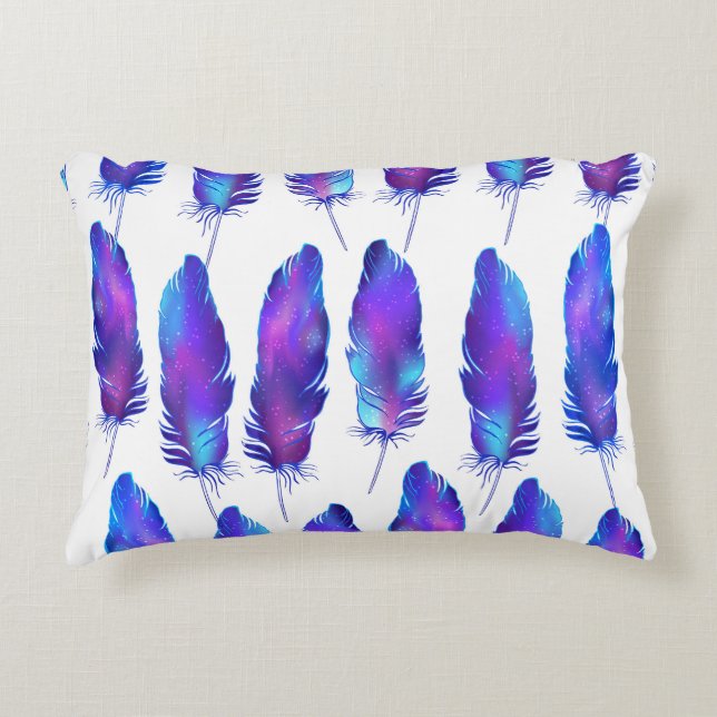 Feathers with space texture, magical pattern. accent pillow (Front)