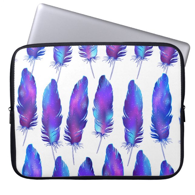 Feathers with space texture, magical pattern. laptop sleeve (Front)