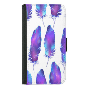 Feathers with space texture, magical pattern. samsung galaxy s5 wallet case