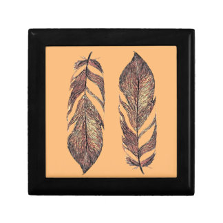 Feathers Wooden Jewelry Keepsake Box