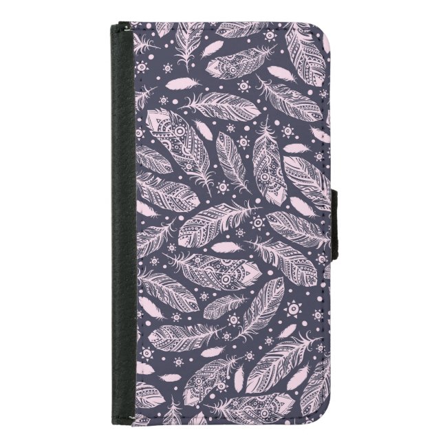 Feathery Fantasy: Romantic Pattern Creation Samsung Galaxy Wallet Case (Front)