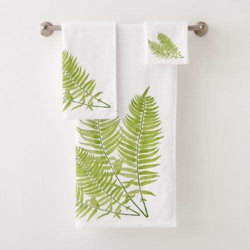 Feathery Fern on a Bathroom Towel Set