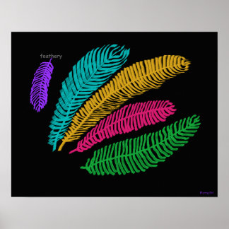 Feathery original art bright colors poster