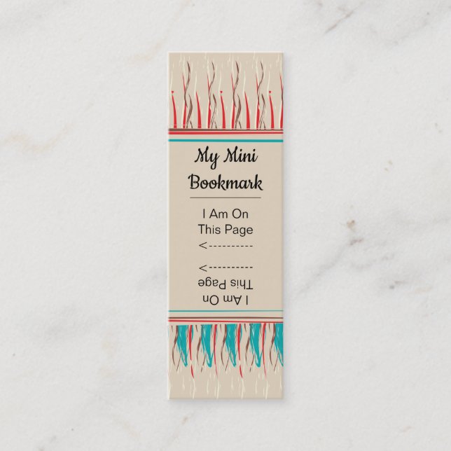 Feathery Paint Stroke Pattern Mini Page Marker Mini Business Card (Front)