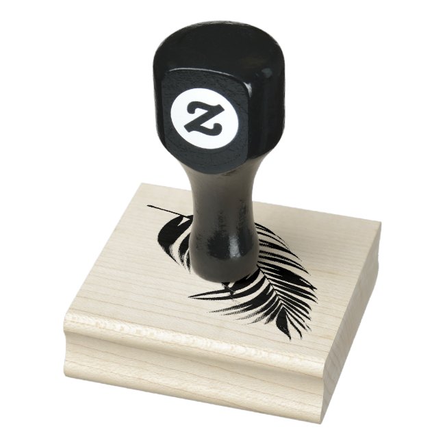Feathery Palm Leaf Design Wooden Stamp