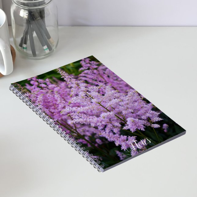 Feathery Pink Astilbe Plumes Floral Notebook (In Situ)