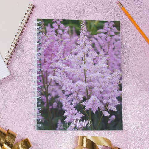 Feathery Pink Astilbe Plumes Floral Notebook
