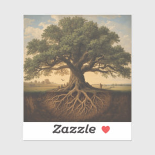 featuring the outline of a majestic oak tree sticker