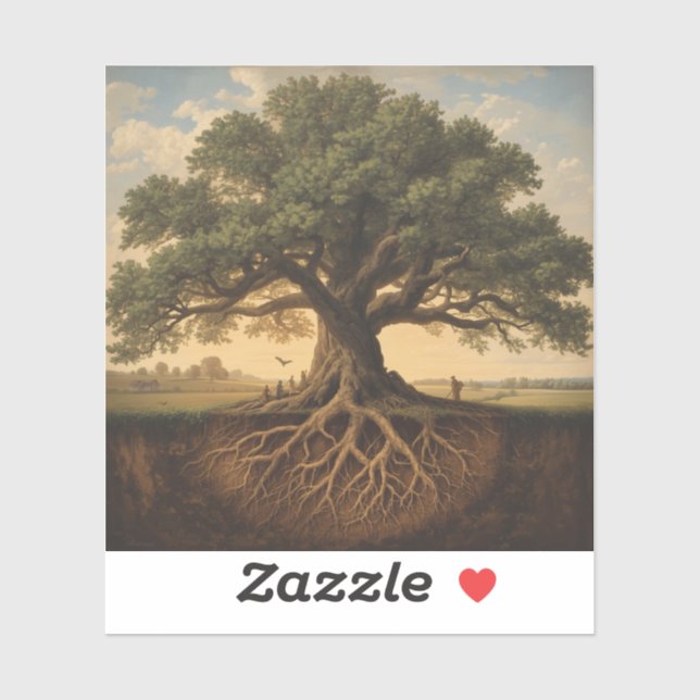 featuring the outline of a majestic oak tree sticker (Sheet)