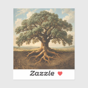 featuring the outline of a majestic oak tree sticker