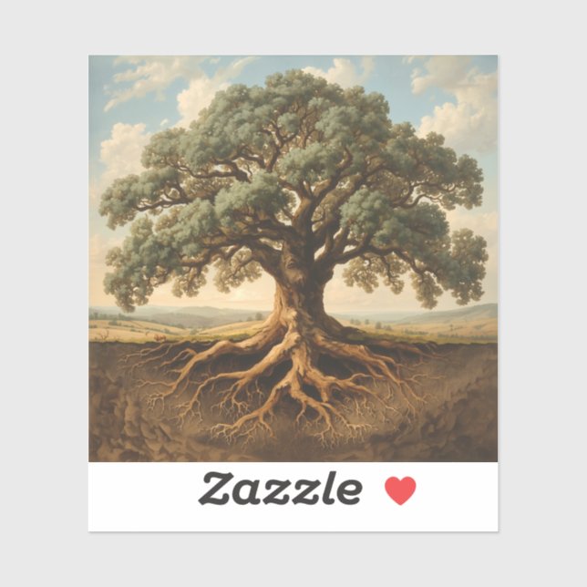 featuring the outline of a majestic oak tree sticker (Sheet)