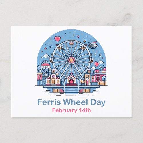 Feb 14th Ferris Wheel Day Postcard