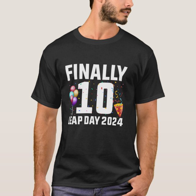Feb 29th Finally 10 Years Old Leap Day 2024 Birthd T-Shirt (Front)
