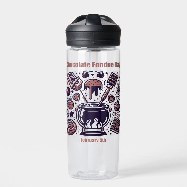 Feb 5th - Chocolate Fondue Day Water Bottle (Front)